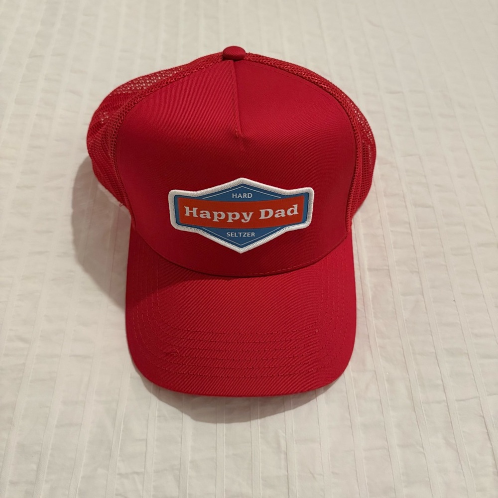 Red Happy Dad Cap